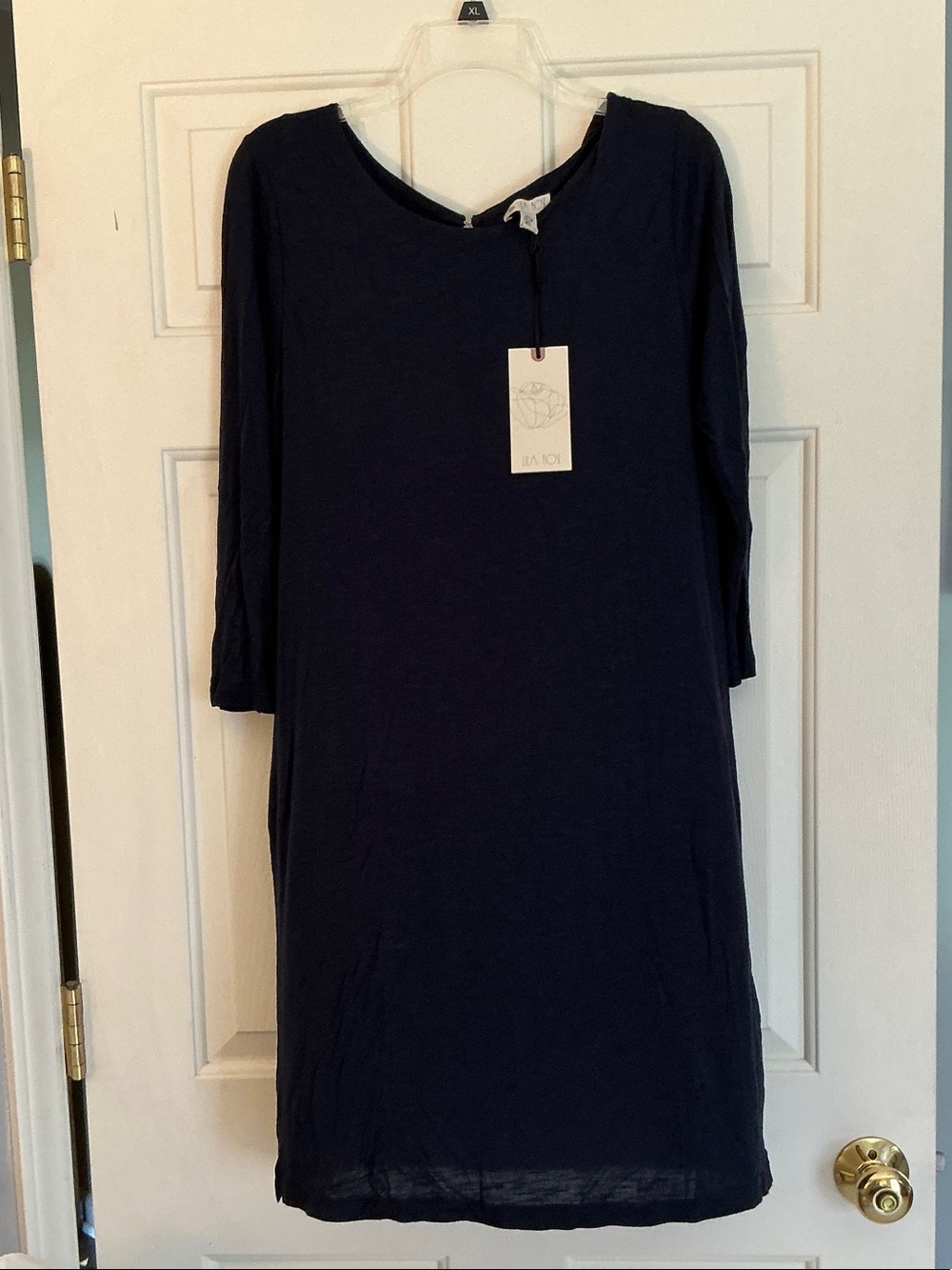 Lila Rose Navy 3/4 Shift Dress size Large NWT
